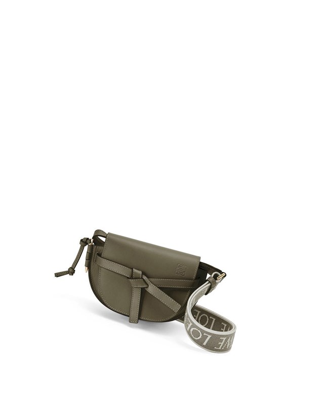 Loewe Mini Gate Dual bag in soft calfskin and jacquard Autumn Green | JZ9217308