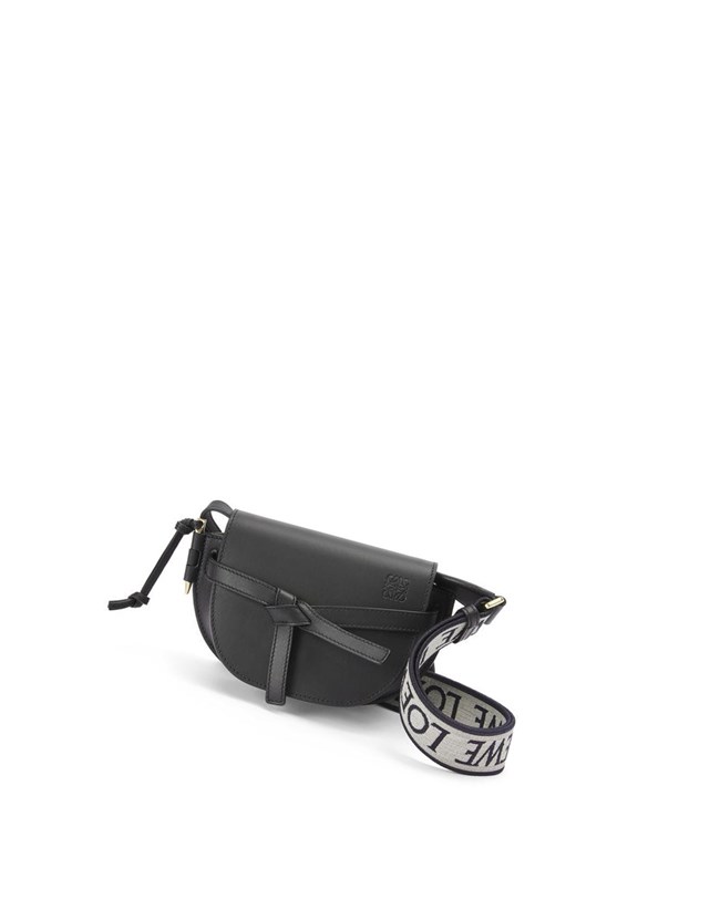 Loewe Mini Gate Dual bag in soft calfskin and jacquard Black | KT8415067