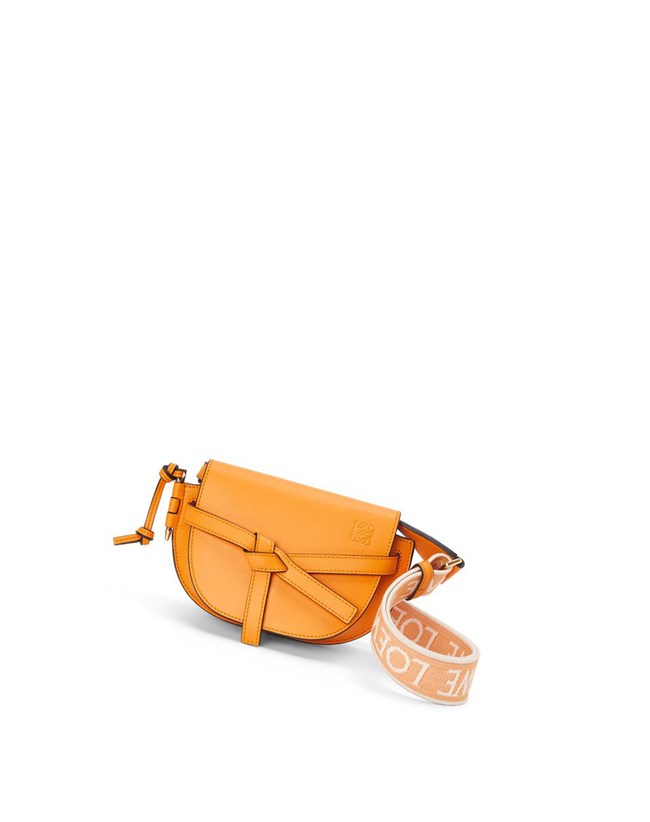 Loewe Mini Gate Dual bag in soft calfskin and jacquard Mandarin | OV6310854