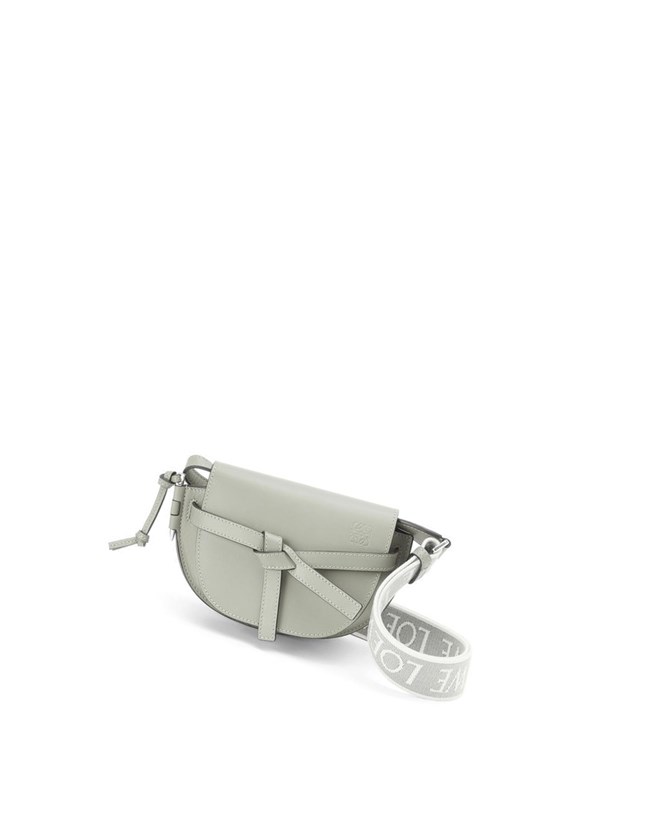 Loewe Mini Gate Dual bag in soft calfskin and jacquard Ash Grey | SV7693180