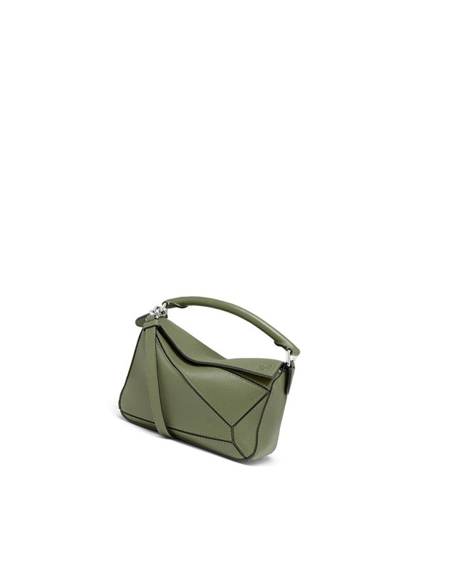 Loewe Mini Puzzle bag in classic calfskin Avocado Green | NG3416589