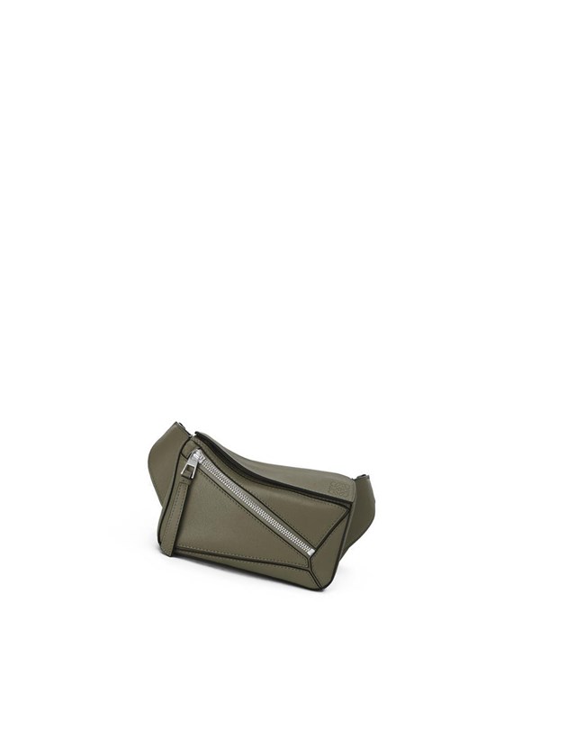 Loewe Mini Puzzle bumbag in classic calfskin Khaki Green | LH3810462