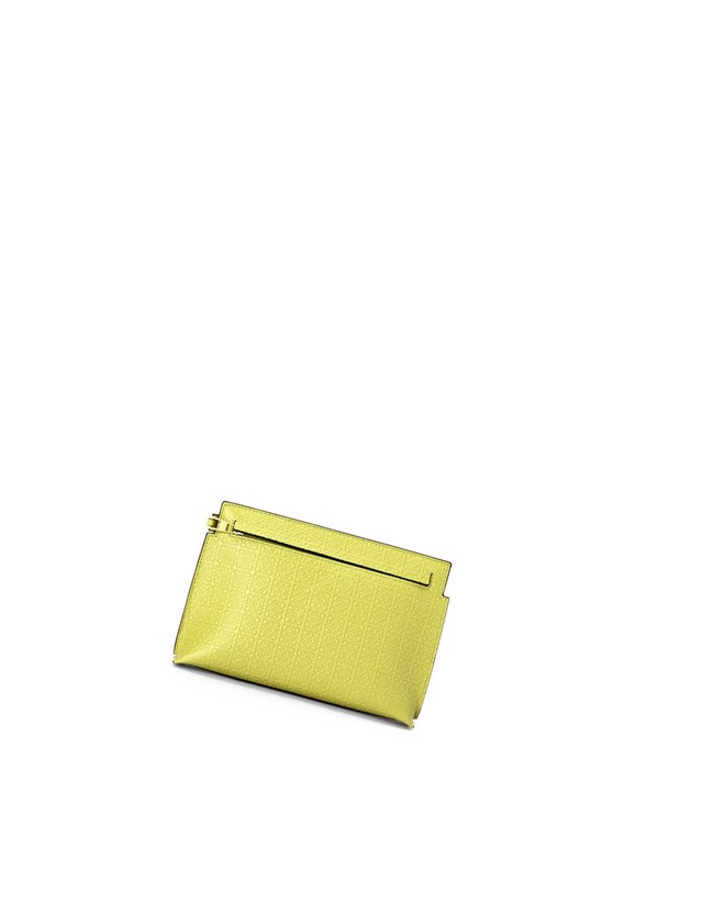 Loewe Mini Repeat T Pouch in embossed silk calfskin Lime Yellow | FH2489576