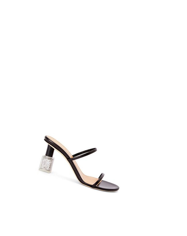 Loewe Nail polish sandal in goatskin Black / Silver | YU2678951