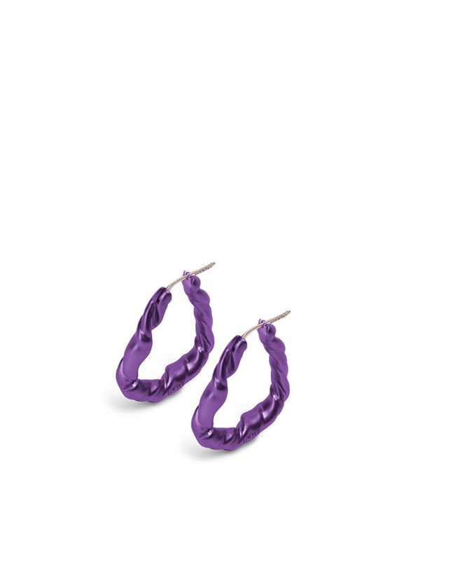 Loewe Nappa twist loop earrings in sterling silver Dark Purple | SA1624879