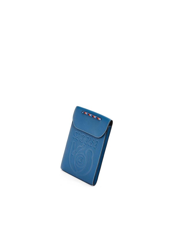 Loewe Neck pocket in classic calfskin Blue / Multicolor | CZ5237940