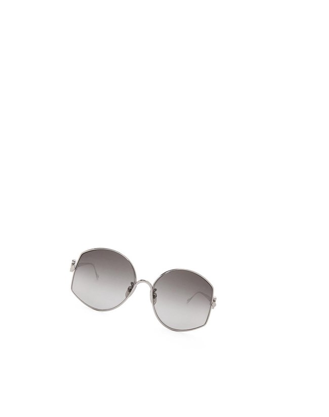 Loewe Oversize sunglasses in metal Shiny Palladium / Smoke | AH5390182