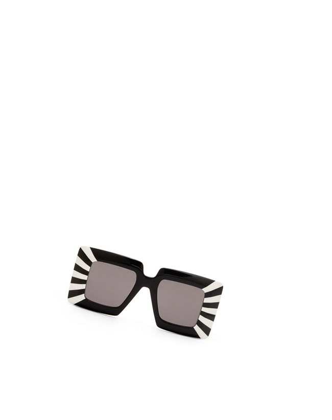 Loewe Oversized square sunglasses in acetate Black / White | FU2340965