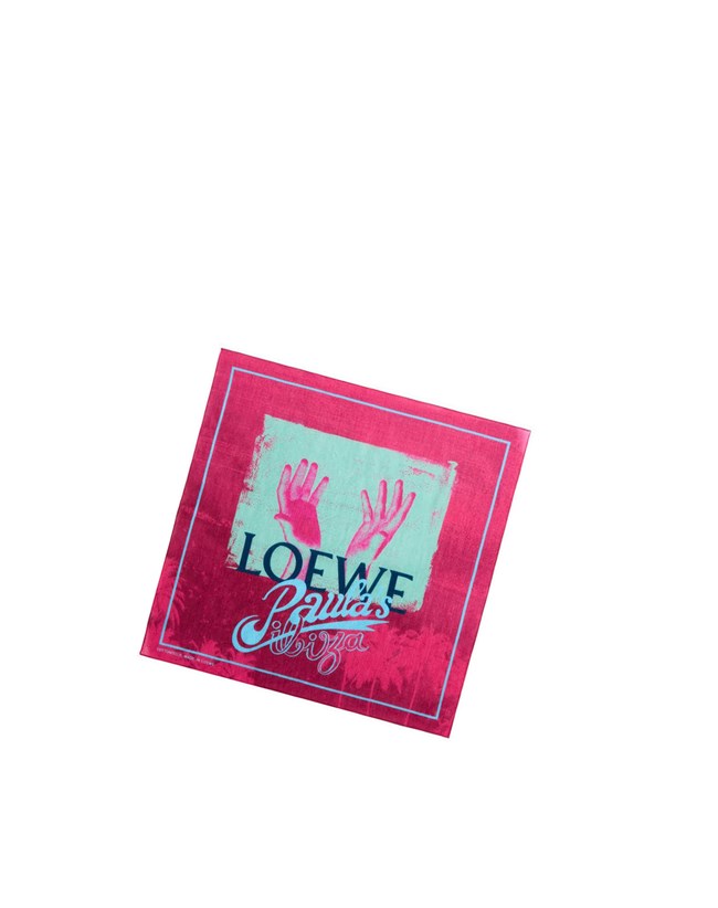 Loewe Palm bandana in cotton and silk Pink / Multicolor | KI8246015
