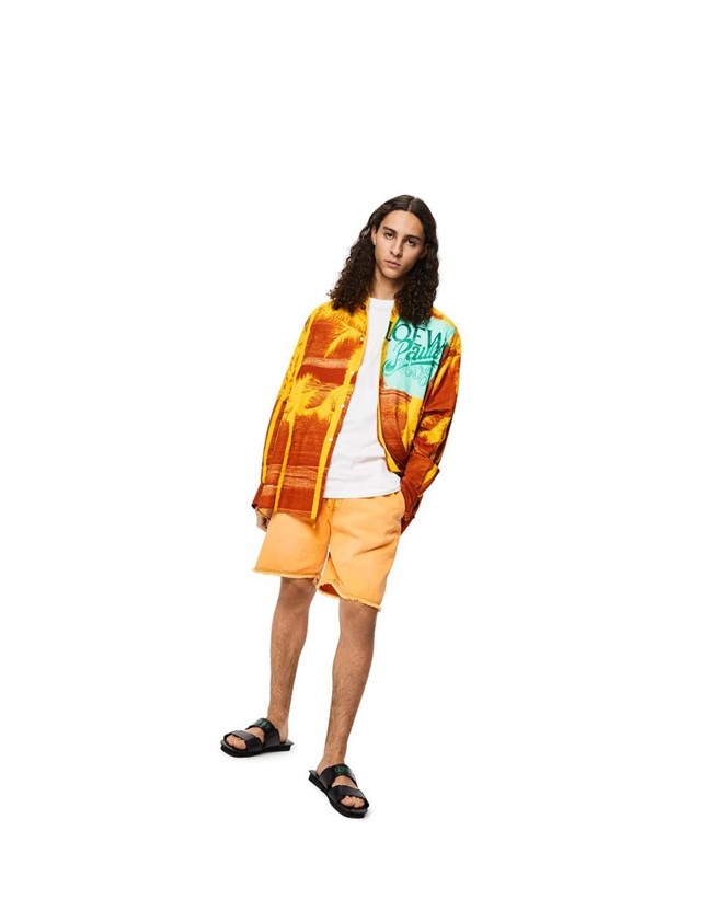 Loewe Palm print shirt in cotton Yellow / Orange | AX3856207