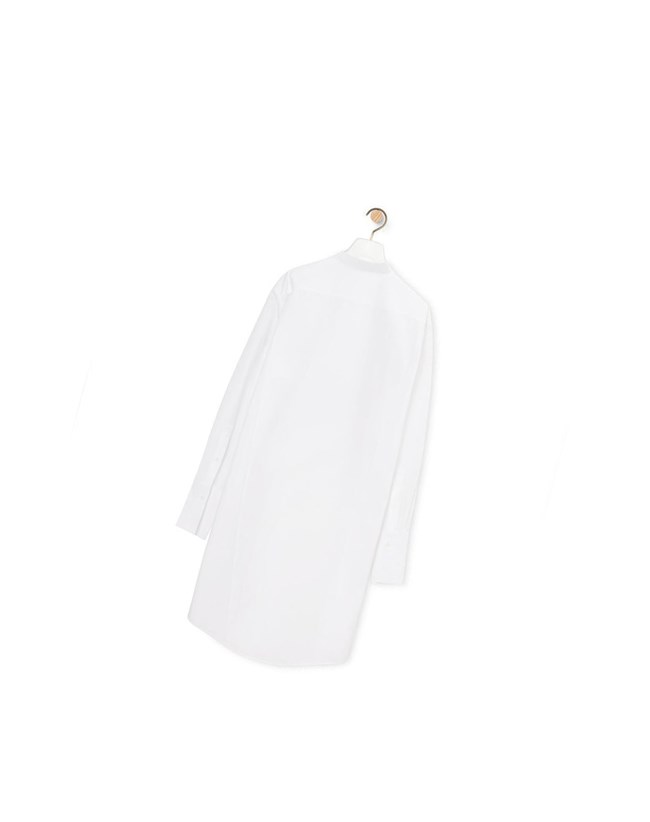 Loewe Pleated shirt dress in cotton Optic White | NO5076831