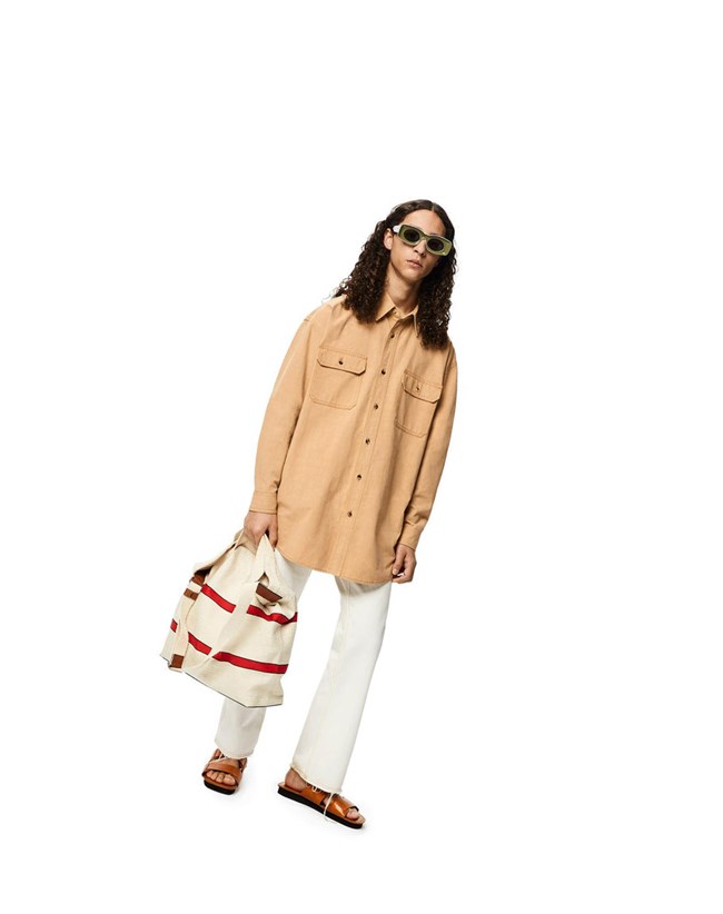 Loewe Relaxed chest pocket shirt in cotton and linen Make Up | DX1759640