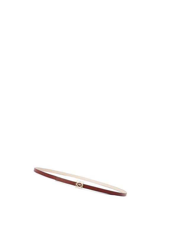 Loewe Reversible Anagram belt in smooth calfskin Tile Red / Nude / Gold | EP5389127