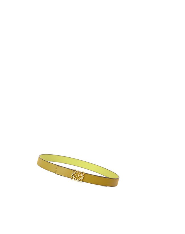 Loewe Reversible Anagram belt in smooth calfskin Ochre / Bright Yelllow / Gold | PV6901382