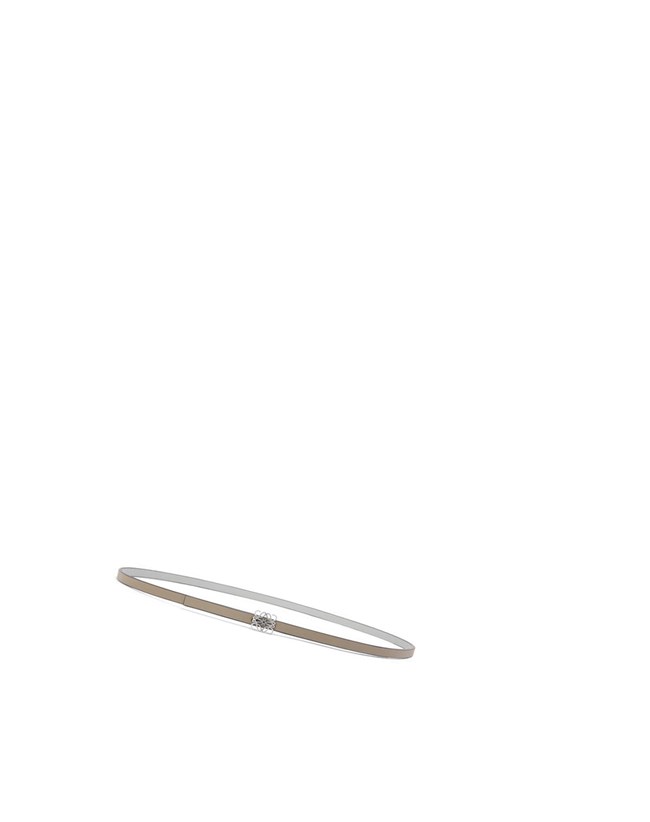 Loewe Reversible Anagram belt in smooth calfskin Laurel Green / Ash Grey / Palladiu | RB7592681