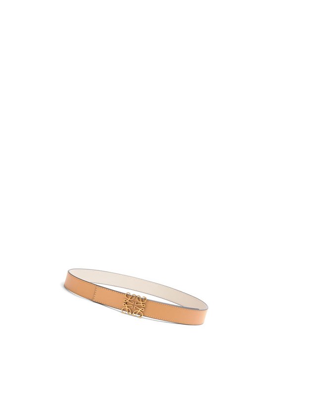 Loewe Reversible Anagram belt in smooth calfskin Warm Desert / Light Oat / Bronze | ZD4687910