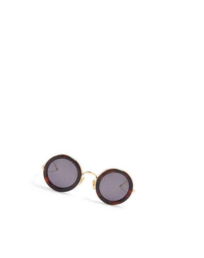 Loewe Round sunglasses in acetate Havana / Light Gold | AY6490735