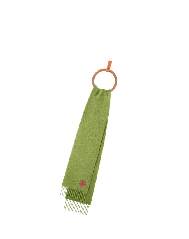 Loewe Scarf in wool and mohair Lime Green | GU9637804