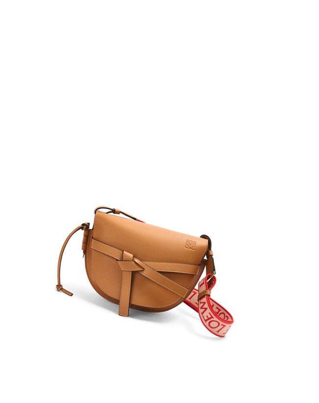 Loewe Small Gate bag in soft calfskin and jacquard Warm Desert | FA2318095