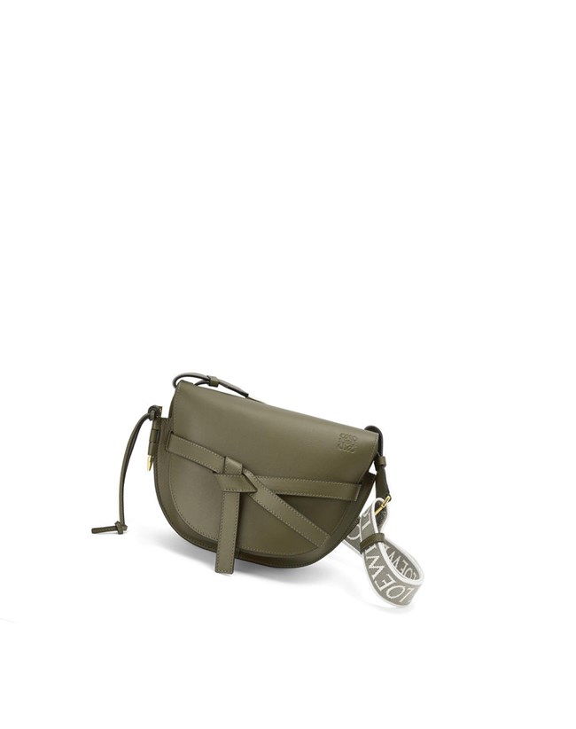 Loewe Small Gate bag in soft calfskin and jacquard Autumn Green | PV9483257