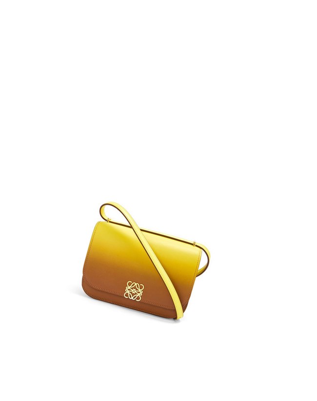Loewe Small Goya bag in degrade silk calfskin Tan / Lemon | IB8471903