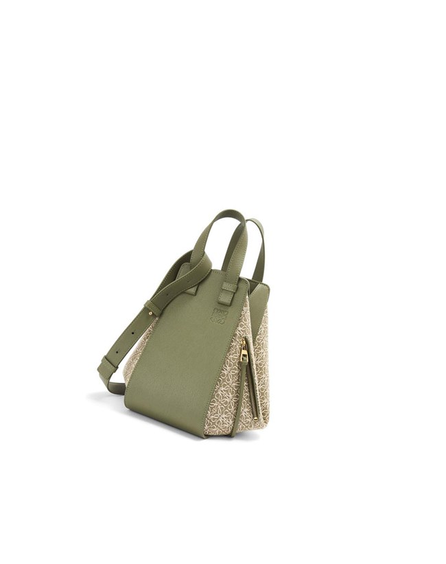 Loewe Small Hammock bag in Anagram jacquard and calfskin Green / Avocado Green | EQ3427986