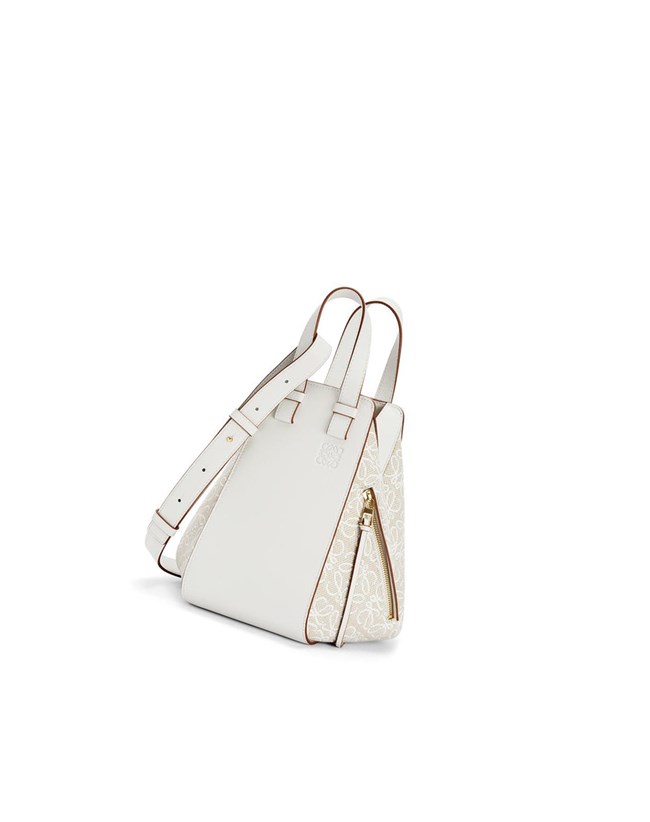 Loewe Small Hammock bag in Anagram jacquard and calfskin Ecru / Soft White | UA9418327