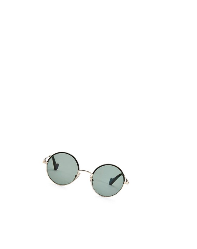 Loewe Small round sunglasses in metal Solid Khaki Green | GU3240957