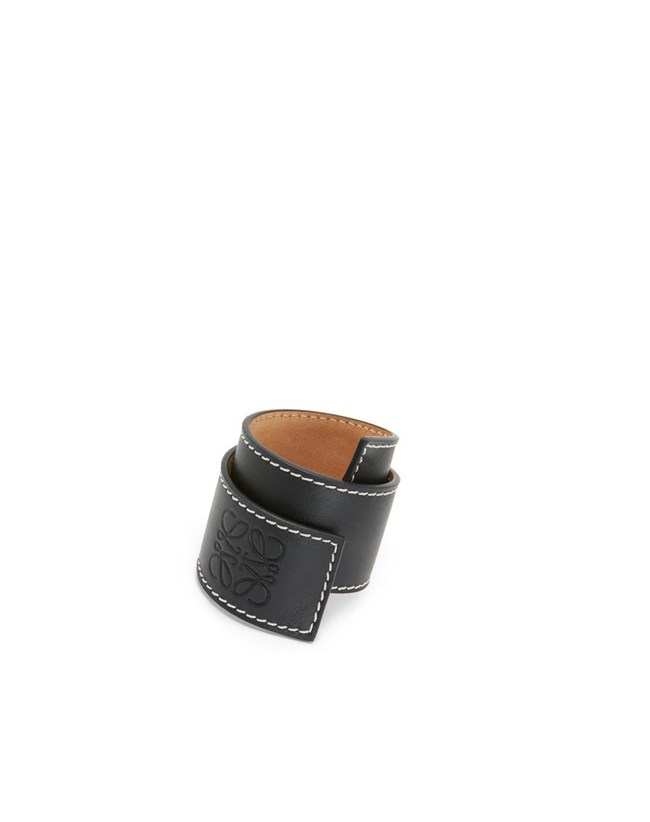 Loewe Small slap bracelet in calfskin Black | SB2186479