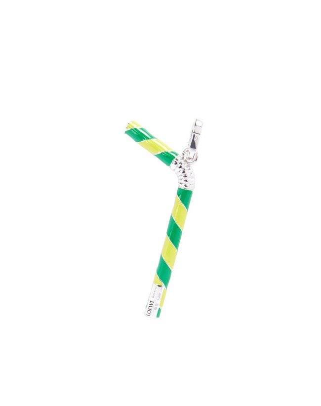 Loewe Straw pendant in sterling silver and enamel Yellow / Green | WS6517438