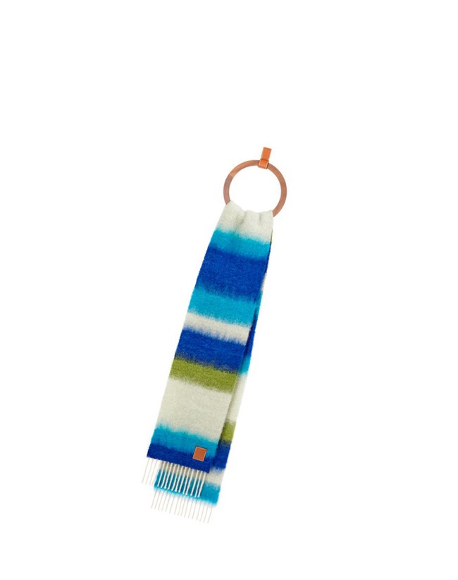 Loewe Stripe scarf in mohair Dark Blue / Multicolor | MB5108247
