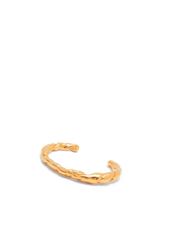 Loewe Thin nappa twist cuff in sterling silver Gold | XO7048293