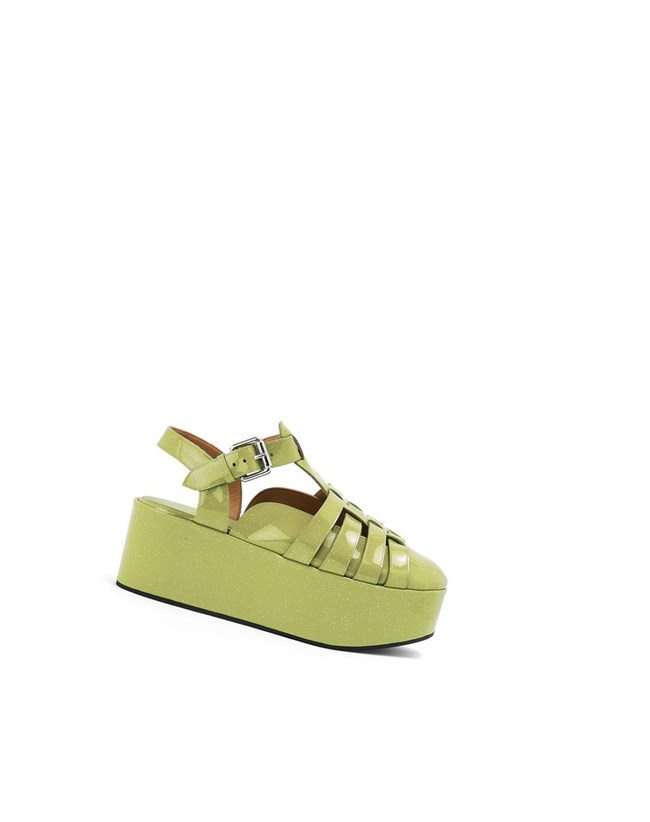 Loewe Wedge sandal in calfskin Aniseed Green | UK9748235