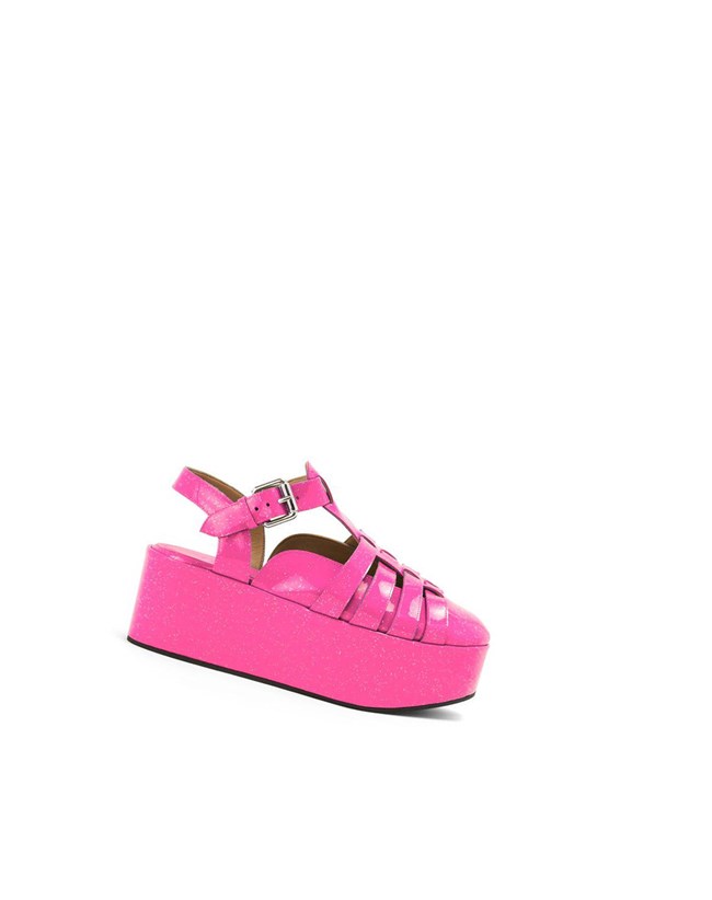 Loewe Wedge sandal in calfskin Neon Pink | ZY3478291