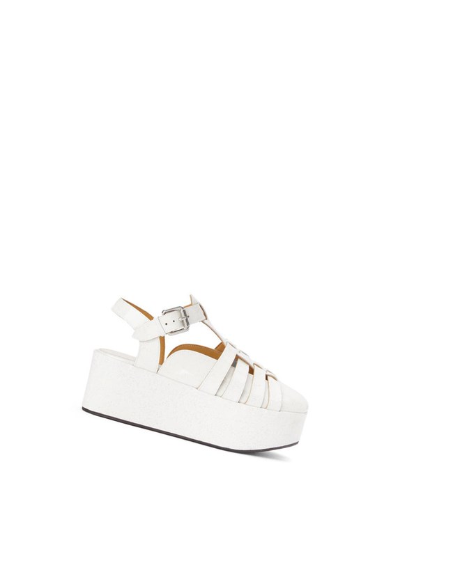 Loewe Wedge sandal in calfskin Soft White | DF5078312