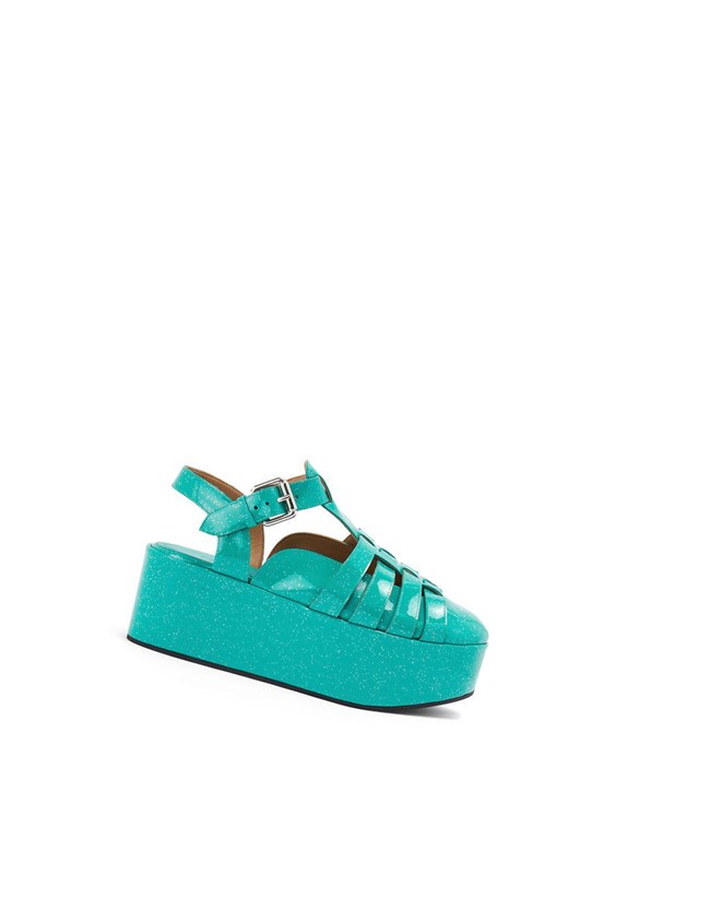Loewe Wedge sandal in calfskin Turquoise | NK7423619