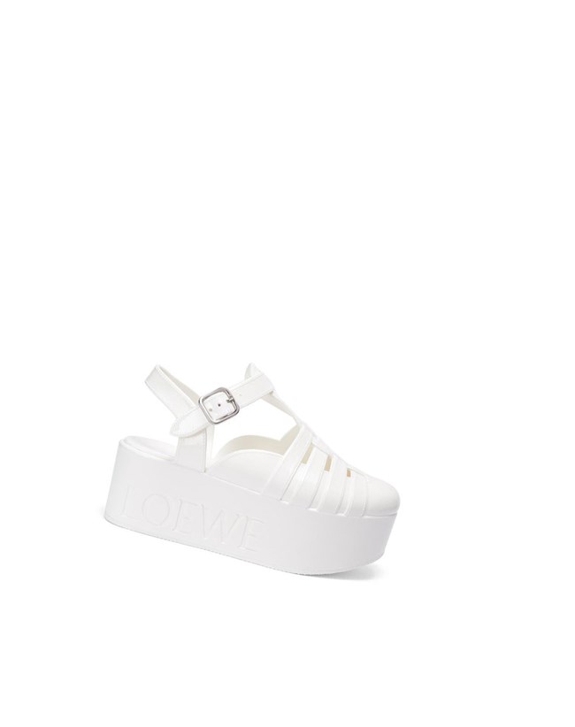 Loewe Wedge sandal in rubber Optic White | BC9632850