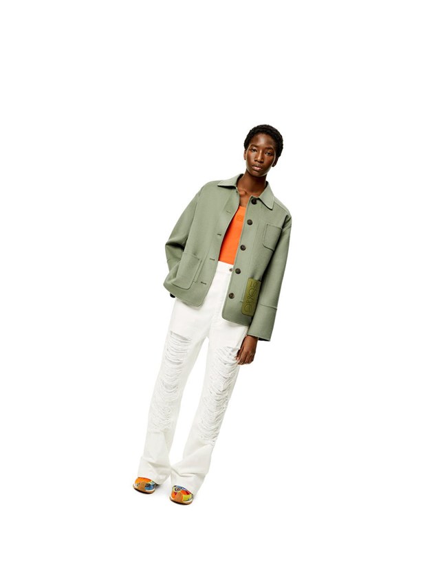 Loewe Workwear jacket in wool and cashmere Sage | IA7601329