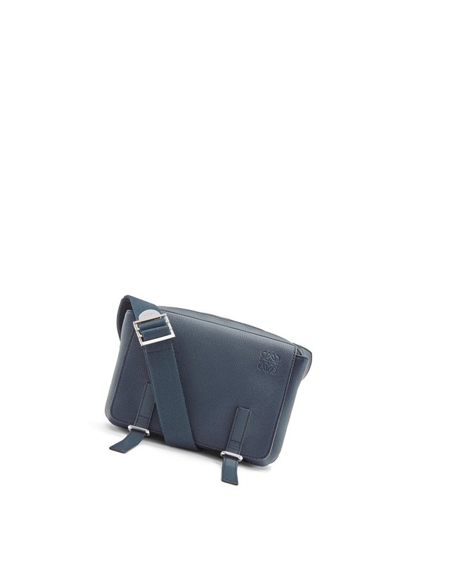 Loewe XS Military messenger bag in soft grained calfskin Ocean | ON0627594